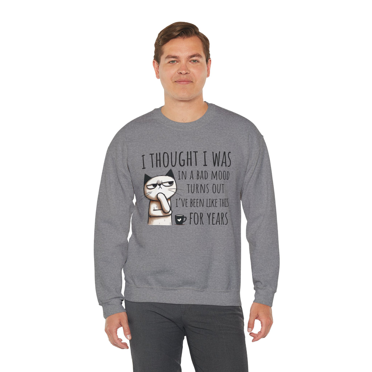 I Thought I Was In A Bad Mood, Grumpy Cat – Gildan Heavy Blend | Trendy Men's and Women’s Soft Sweatshirt. Direct to Garment. Printed & Shipped in the USA. Unisex Sizes.