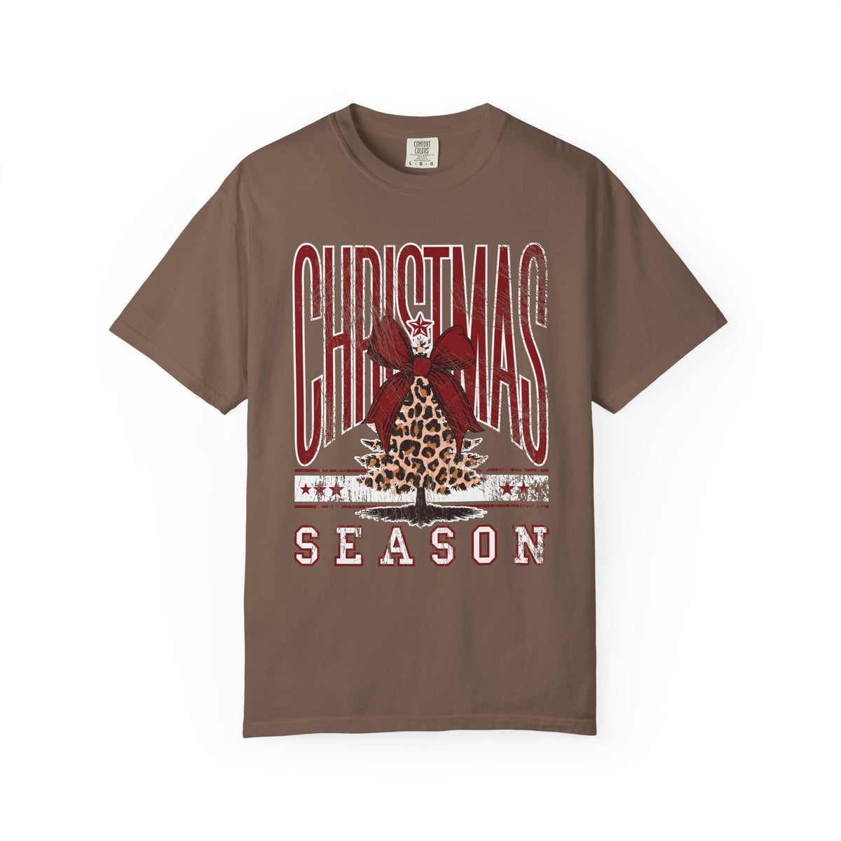 Christmas Season Leopard Tree  - Comfort Colors | Trendy Women's T-Shirt. Direct to Garment. Printed & Shipped in the USA. Unisex Sizes.