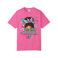 Phlebotomist Life, Messy Bun - Comfort Colors | Trendy Women's T-Shirt. Direct to Garment. Printed & Shipped in the USA. Unisex Sizes.