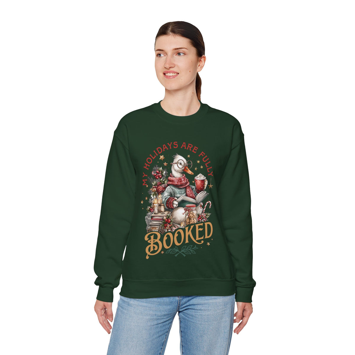 My Holidays are Fluffy and Booked – Gildan Heavy Blend | Trendy Women’s Soft Sweatshirt. Direct to Garment. Printed & Shipped in the USA. Unisex Sizes.