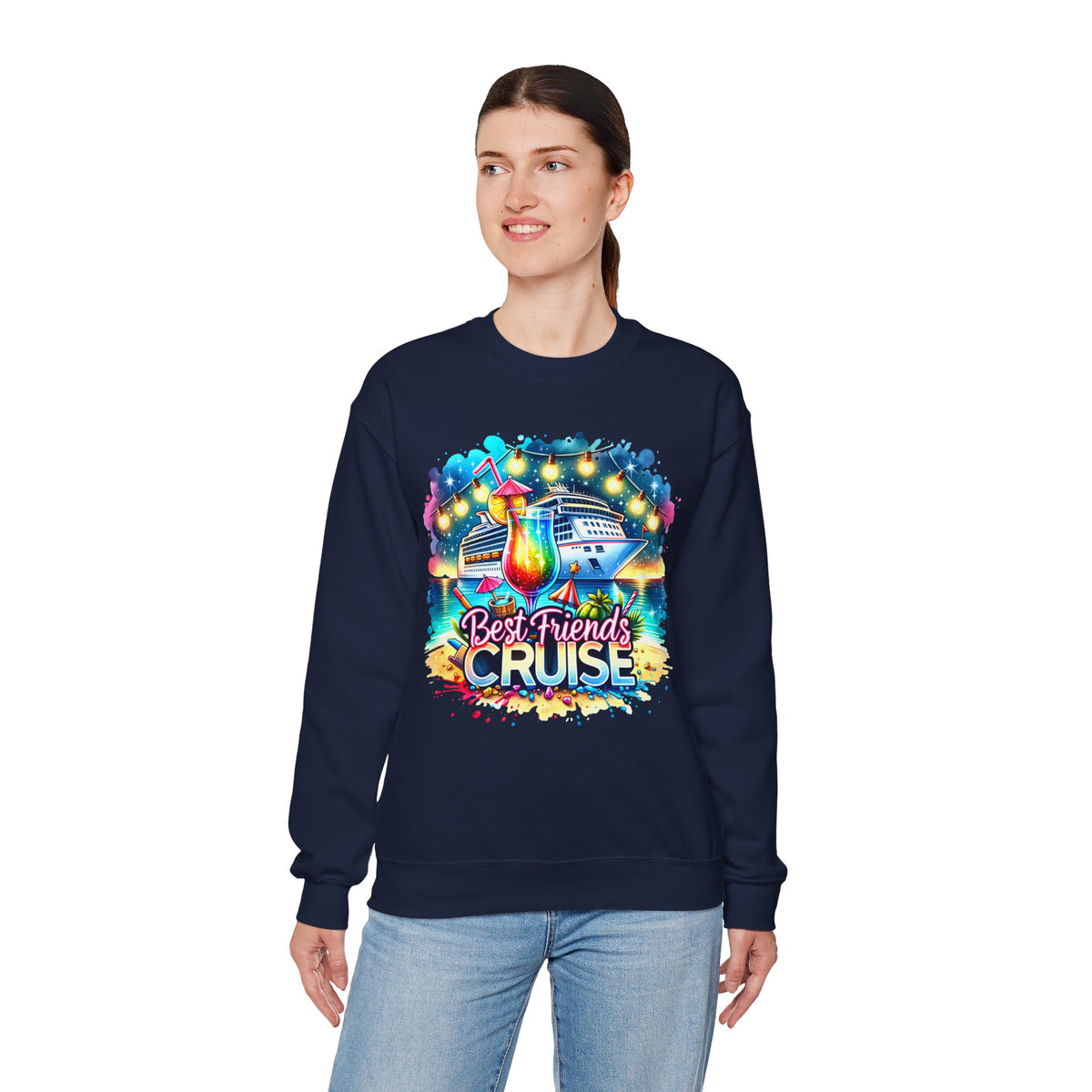 Best Friends Cruise – Gildan Heavy Blend | Trendy Women’s Soft Sweatshirt. Direct to Garment. Printed & Shipped in the USA. Unisex Sizes.