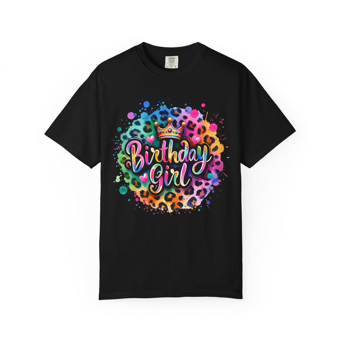 Birthday Girl, Neon Leopard - Comfort Colors | Trendy Women's T-Shirt. Direct to Garment. Printed & Shipped in the USA. Unisex Sizes.
