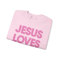 Jesus Loves You – Gildan Heavy Blend | Trendy Women’s and Men's Soft Sweatshirt. Direct to Garment. Printed & Shipped in the USA. Unisex Sizes.