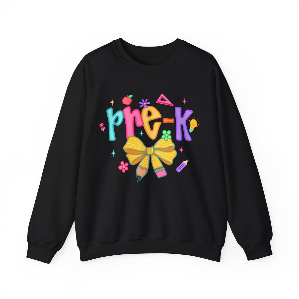 Coquette Pre-K Pencil Bow – Gildan Heavy Blend | Trendy Women’s Soft Sweatshirt. Direct to Garment. Printed & Shipped in the USA. Unisex Sizes.