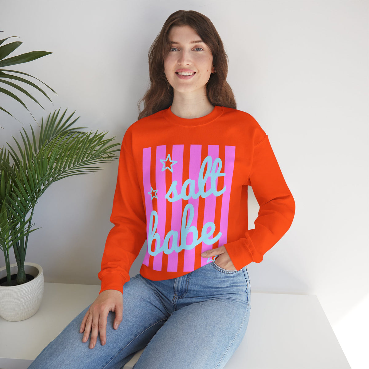 Salt Babe – Gildan Heavy Blend | Trendy Women’s Soft Sweatshirt. Direct to Garment. Printed & Shipped in the USA. Unisex Sizes.