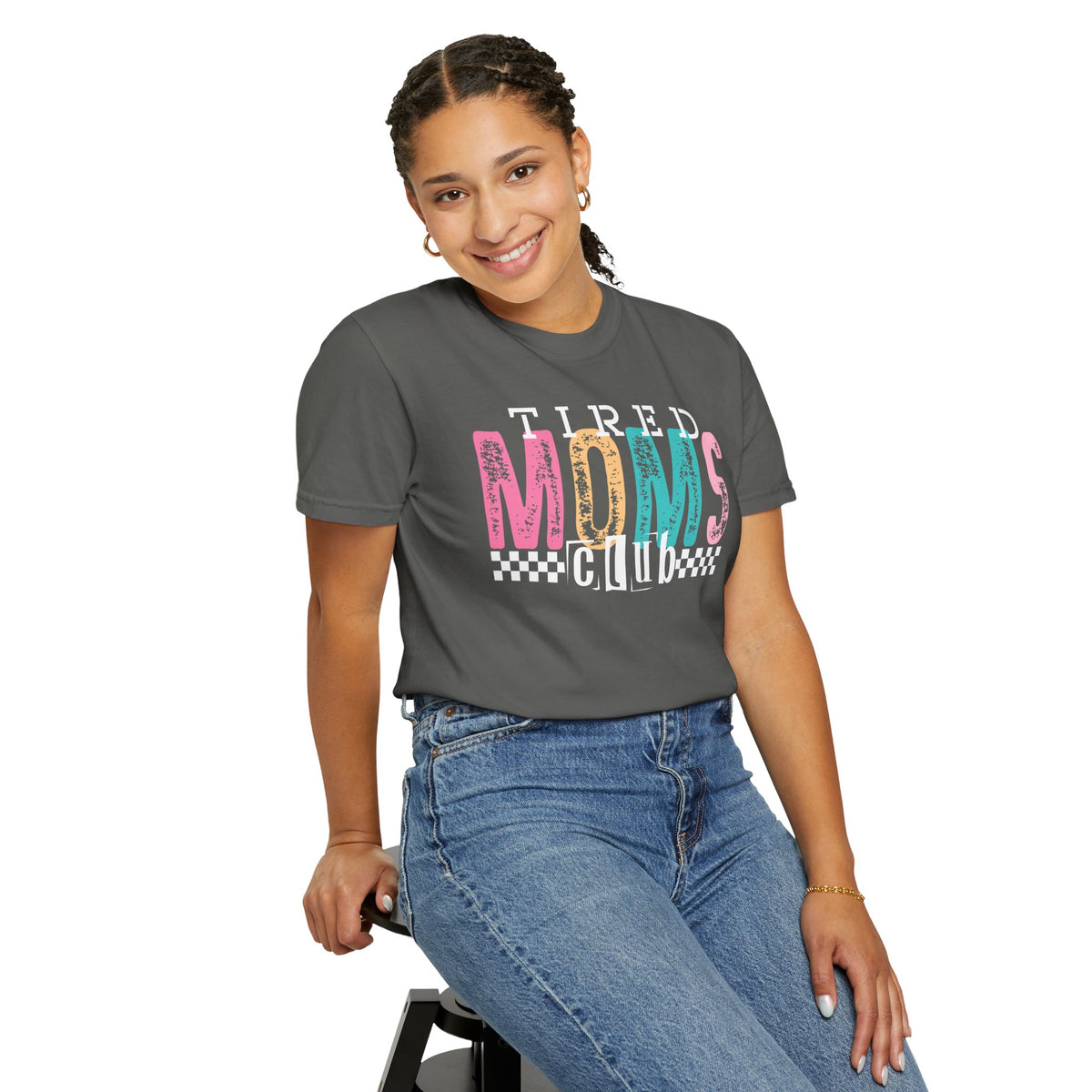 Tired Moms Club Pastel - Comfort Colors | Trendy Women's T-Shirt. Direct to Garment. Printed & Shipped in the USA. Unisex Sizes.