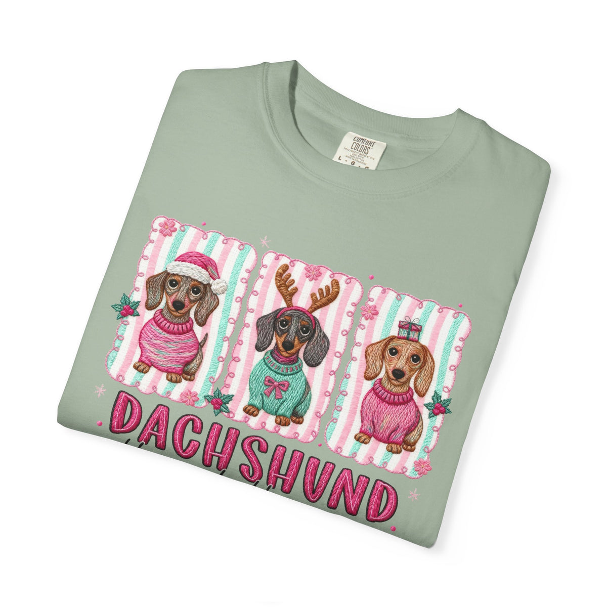Dachshund Through the Snow - Comfort Colors | Trendy Women's T-Shirt. Direct to Garment. Printed & Shipped in the USA. Unisex Sizes.