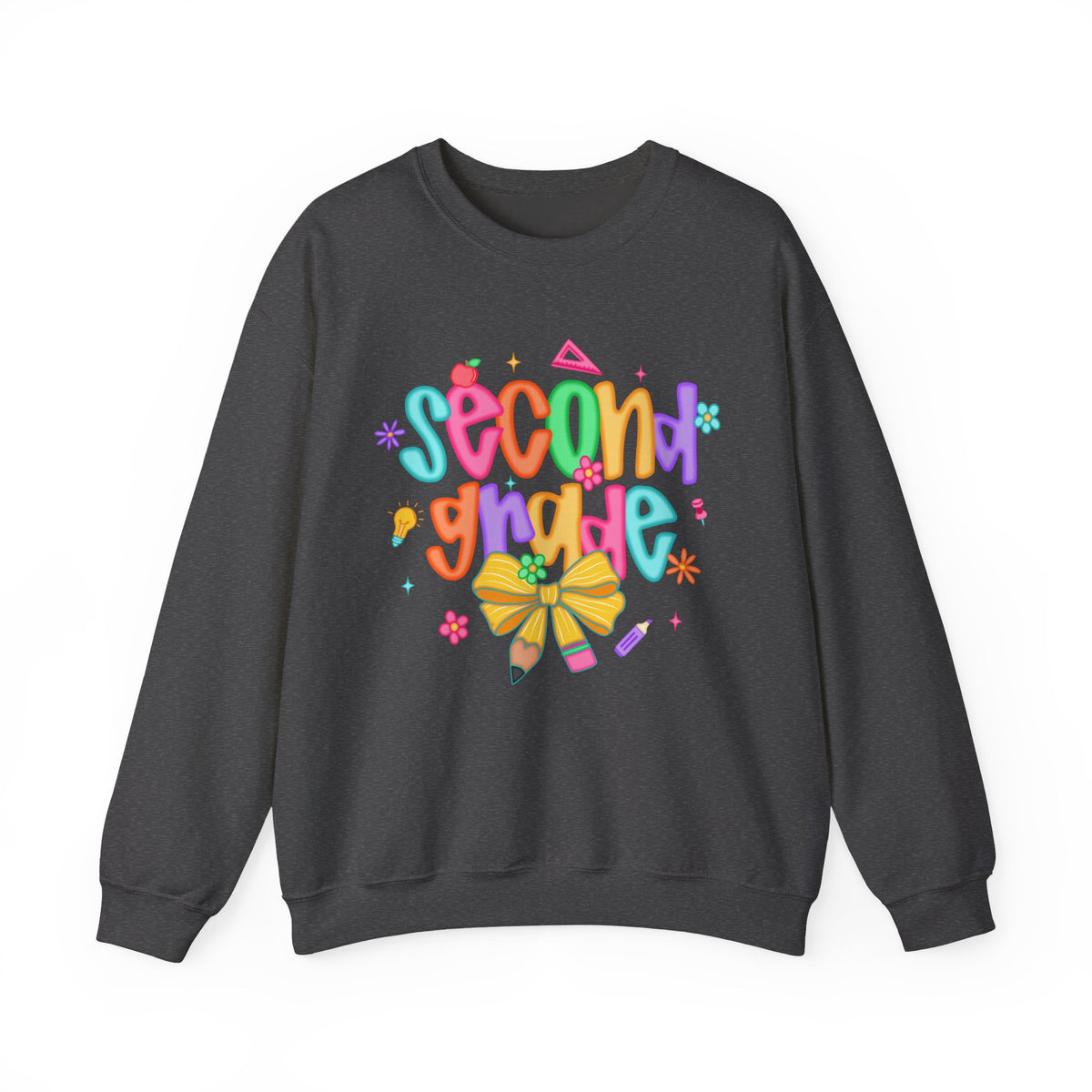 Coquette Second Grade Pencil Bow – Gildan Heavy Blend | Trendy Women’s Soft Sweatshirt. Direct to Garment. Printed & Shipped in the USA. Unisex Sizes.