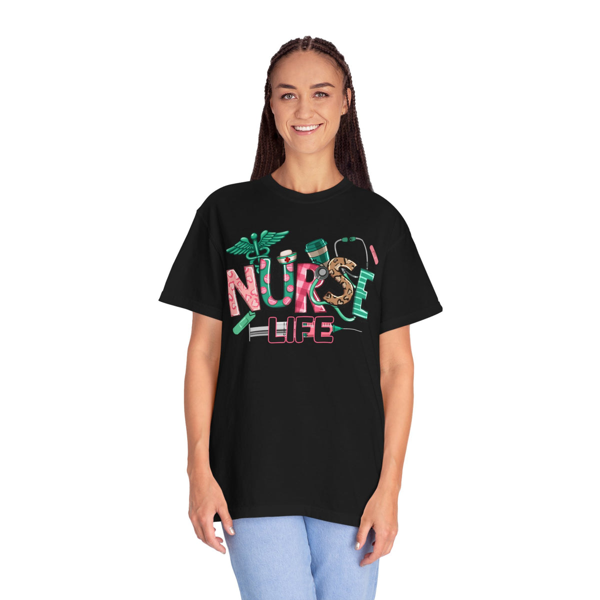 Nurse Life Cute Preppy Healthcare - Comfort Colors | Trendy Women's T-Shirt. Direct to Garment. Printed & Shipped in the USA. Unisex Sizes.