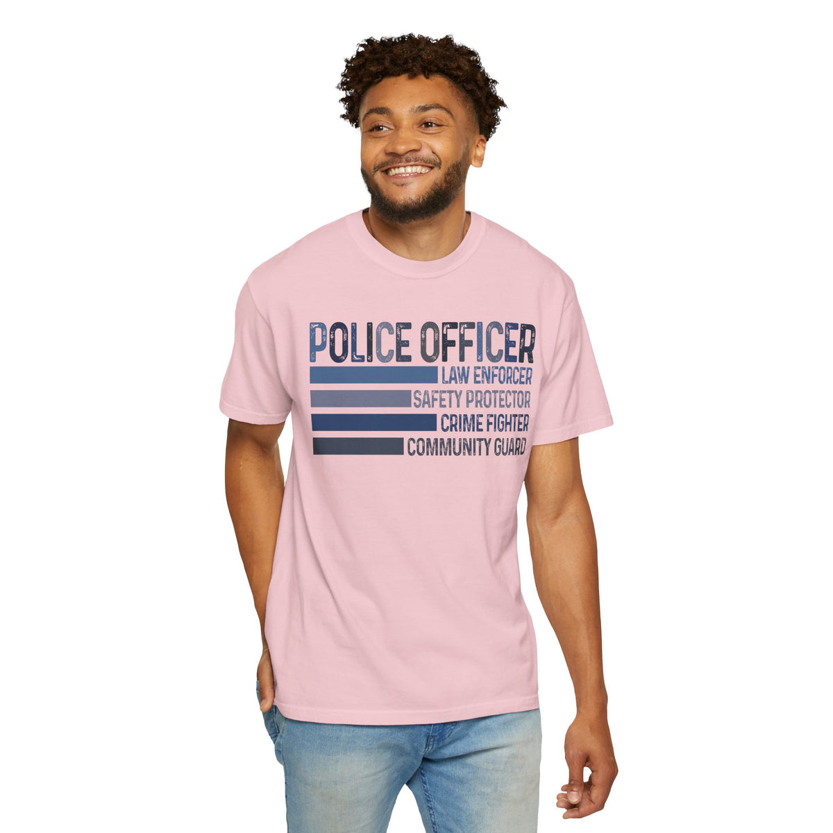 Police Officer - Description - Comfort Colors | Trendy Men's and Women's T-Shirt. Direct to Garment. Printed & Shipped in the USA. Unisex Sizes.