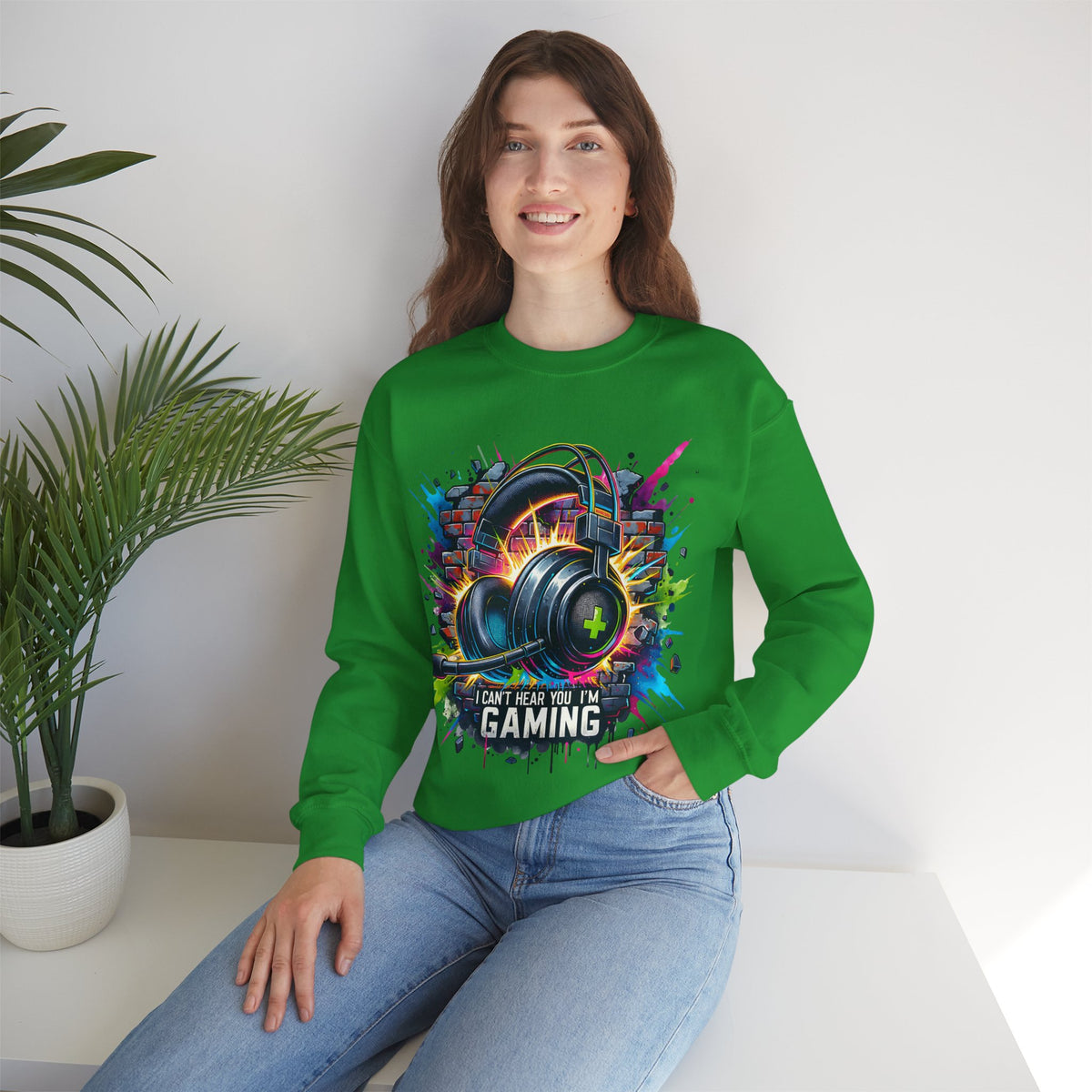 Gaming Headset I Can't Hear You, I'm Gaming – Gildan Heavy Blend | Trendy Women’s and Men's Soft Sweatshirt. Direct to Garment. Printed & Shipped in the USA. Unisex Sizes.