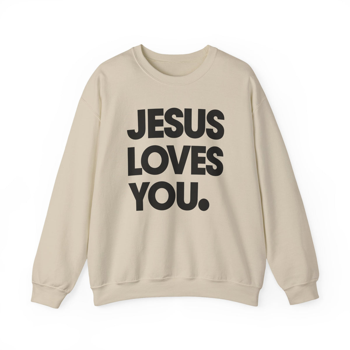 Jesus Loves You – Gildan Heavy Blend | Trendy Women’s and Men's Soft Sweatshirt. Direct to Garment. Printed & Shipped in the USA. Unisex Sizes.