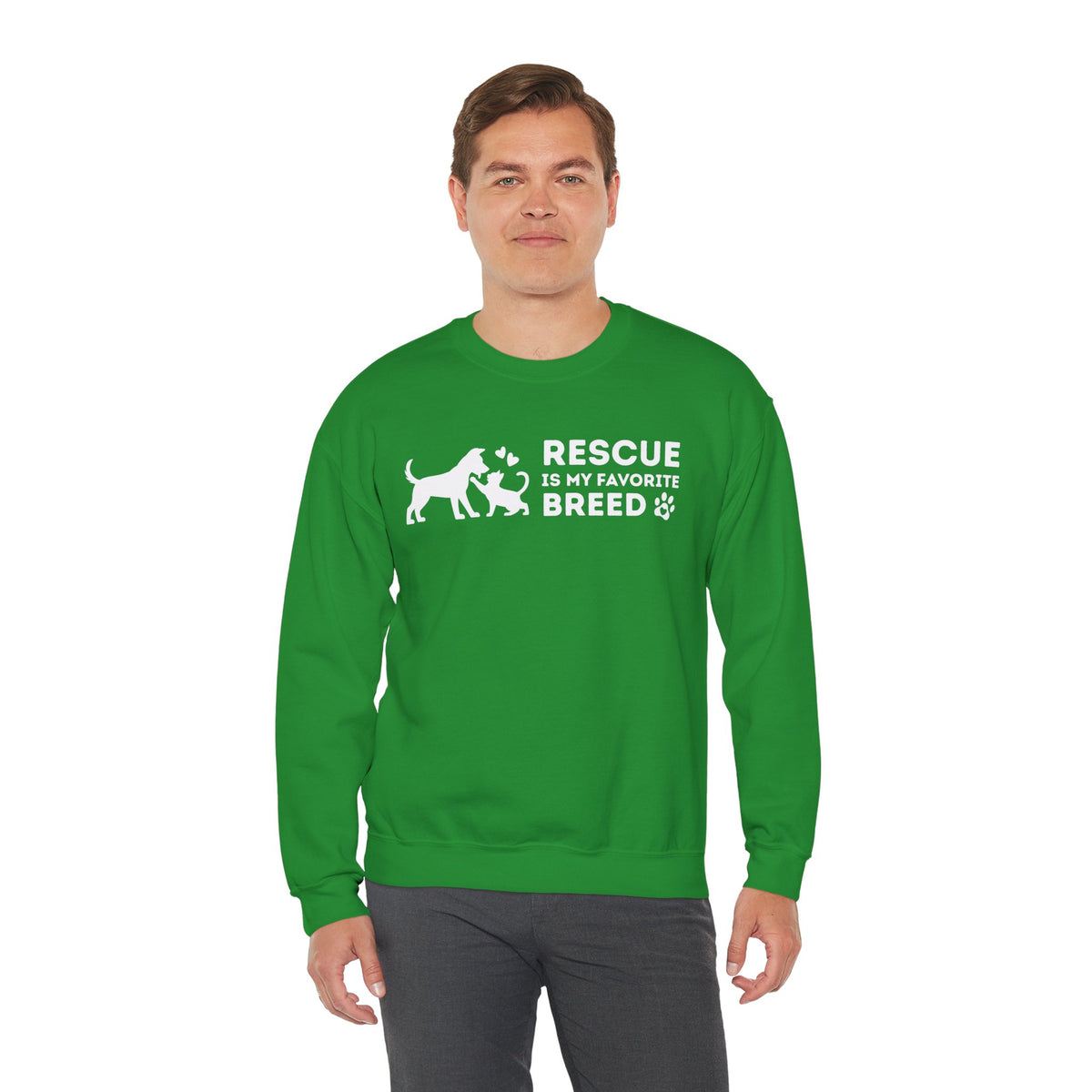 Rescue Is My Favorite Breed *This Shirt Saves Lives* – Gildan Heavy Blend | Trendy Men's and Women’s Soft Sweatshirt. Direct to Garment. Printed & Shipped in the USA. Unisex Sizes.