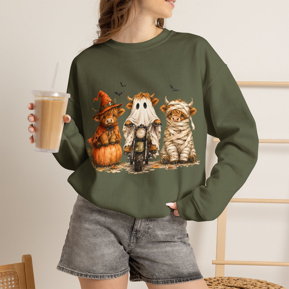 Highland Cows Halloween Costumes– Gildan Heavy Blend | Trendy Women’s Soft Sweatshirt. Direct to Garment. Printed & Shipped in the USA. Unisex Sizes.