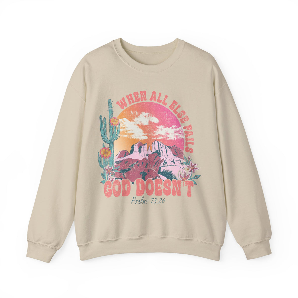 When All Else Fails, God Doesn't, Vintage – Gildan Heavy Blend | Trendy Women’s Soft Sweatshirt. Direct to Garment. Printed & Shipped in the USA. Unisex Sizes.