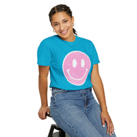 Faux Glitter Smiley - Comfort Colors | Trendy Women's T-Shirt. Direct to Garment. Printed & Shipped in the USA. Unisex Sizes.