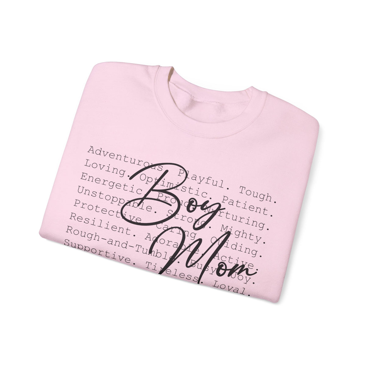 Boy Mom Typography – Gildan Heavy Blend | Trendy Women’s Soft Sweatshirt. Direct to Garment. Printed & Shipped in the USA. Unisex Sizes.