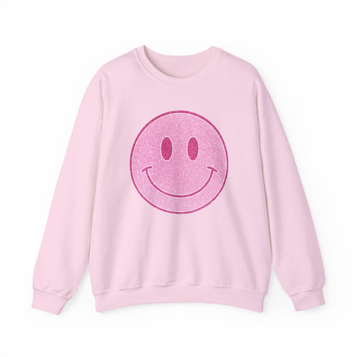 Glitter Smiley – Gildan Heavy Blend | Trendy Women’s Soft Sweatshirt. Direct to Garment. Printed & Shipped in the USA. Unisex Sizes.