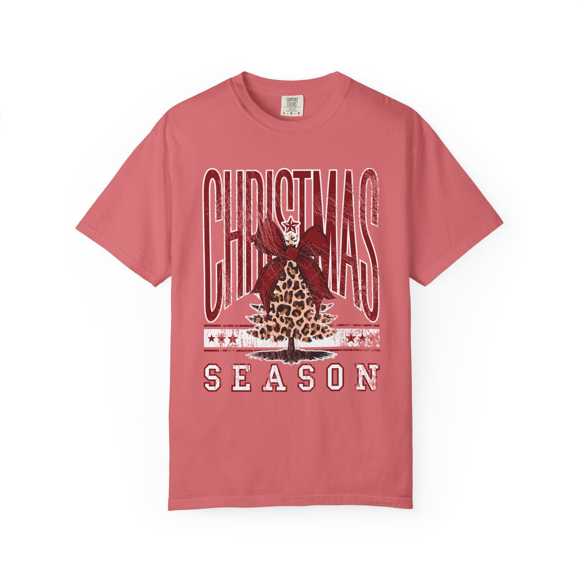 Christmas Season Leopard Tree  - Comfort Colors | Trendy Women's T-Shirt. Direct to Garment. Printed & Shipped in the USA. Unisex Sizes.
