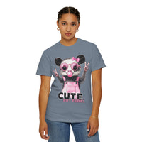 Cute But Feral, Possum in Pink Bibs - Comfort Colors | Trendy Women's T-Shirt. Direct to Garment. Printed & Shipped in the USA. Unisex Sizes.
