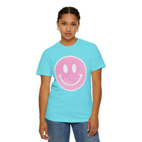 Faux Glitter Smiley - Comfort Colors | Trendy Women's T-Shirt. Direct to Garment. Printed & Shipped in the USA. Unisex Sizes.