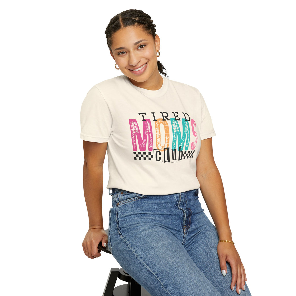 Tired Moms Club Pastel - Comfort Colors | Trendy Women's T-Shirt. Direct to Garment. Printed & Shipped in the USA. Unisex Sizes.