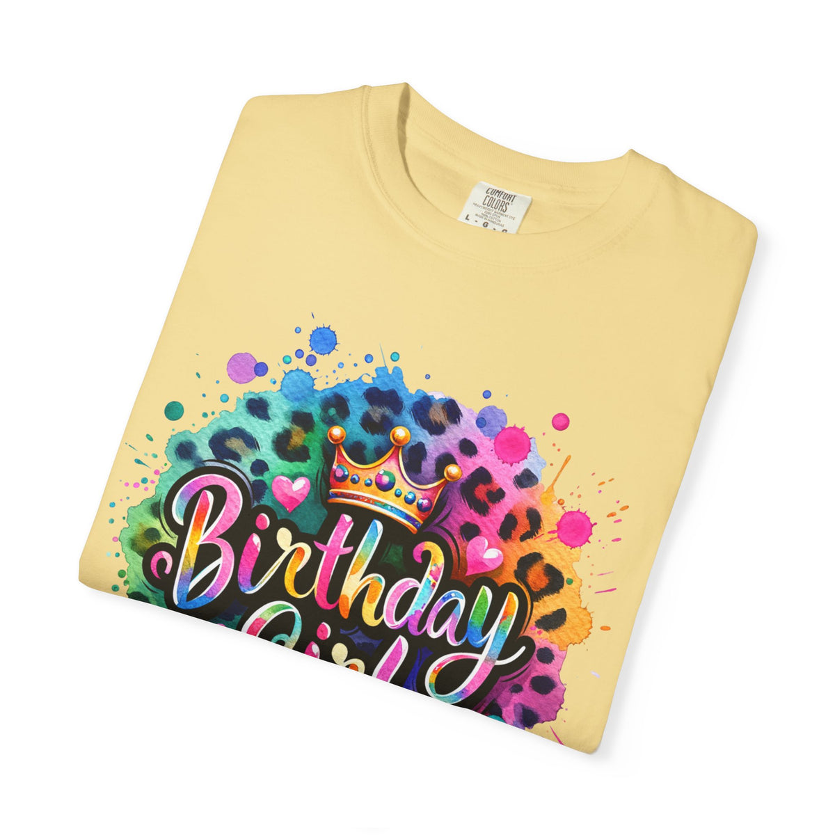 Birthday Girl, Neon Leopard - Comfort Colors | Trendy Women's T-Shirt. Direct to Garment. Printed & Shipped in the USA. Unisex Sizes.
