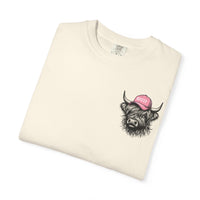 Head Heffa Highland Cow, Front & Back Print - Comfort Colors | Trendy Women's T-Shirt. Direct to Garment. Printed & Shipped in the USA. Unisex Sizes.