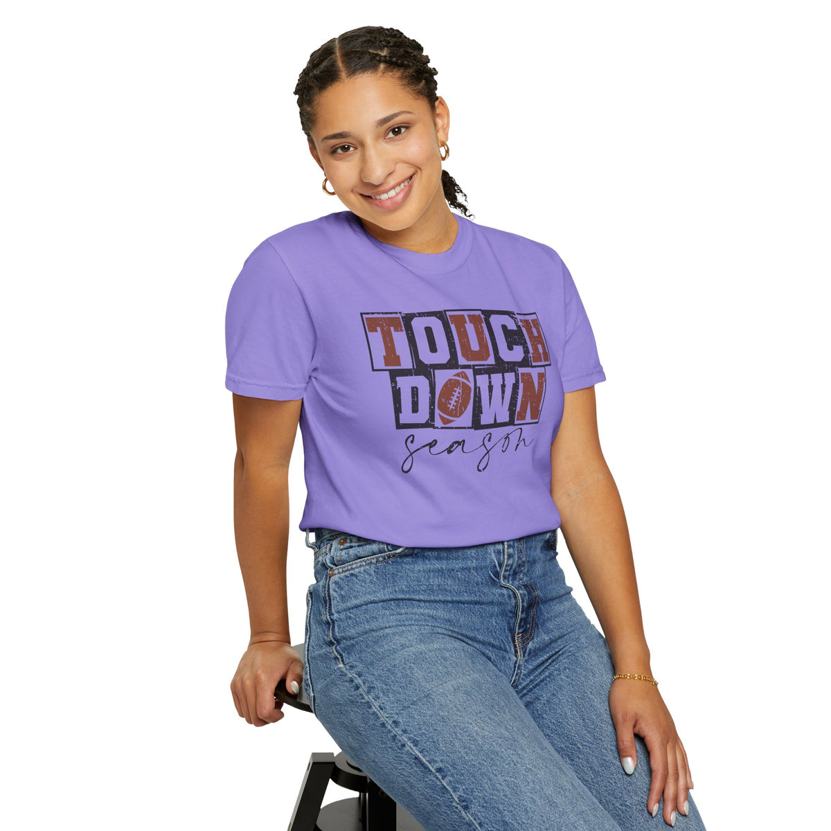 Touchdown Season - Distressed - Comfort Colors | Trendy Men's and Women's T-Shirt. Direct to Garment. Printed & Shipped in the USA. Unisex Sizes.