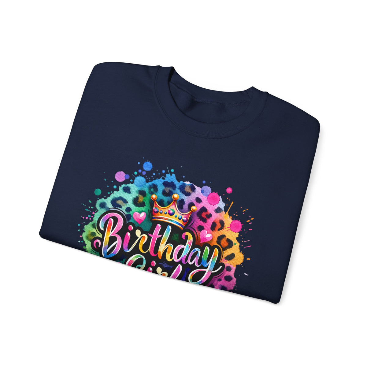 Birthday Girl, Neon Leopard – Gildan Heavy Blend | Trendy Women’s Soft Sweatshirt. Direct to Garment. Printed & Shipped in the USA. Unisex Sizes.