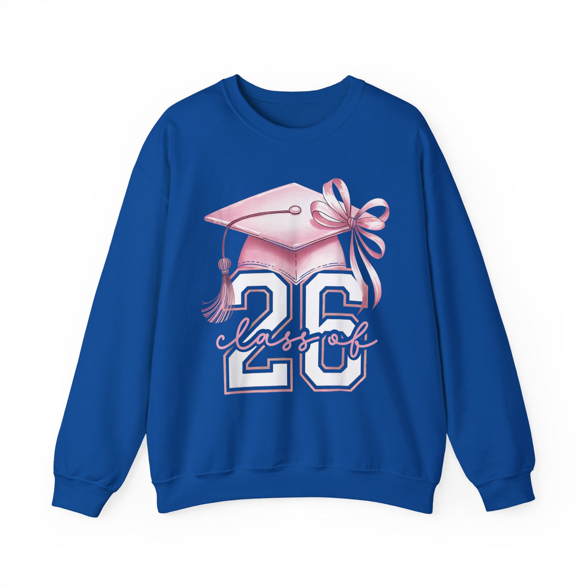 Pink Coquette, Class of 2026 26 Graduation, Pink Cap – Gildan Heavy Blend | Trendy Women’s Soft Sweatshirt. Direct to Garment. Printed & Shipped in the USA. Unisex Sizes.