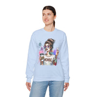Cool Mombie with Coffee Peace Tattoo - Tired Mom – Gildan Heavy Blend | Trendy Women’s Soft Sweatshirt. Direct to Garment. Printed & Shipped in the USA. Unisex Sizes.