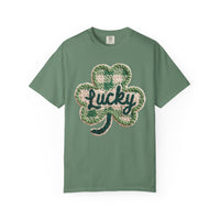 Lucky Shamrock Faux Knit - Comfort Colors | Trendy Men's and Women's T-Shirt. Direct to Garment. Printed & Shipped in the USA. Unisex Sizes.