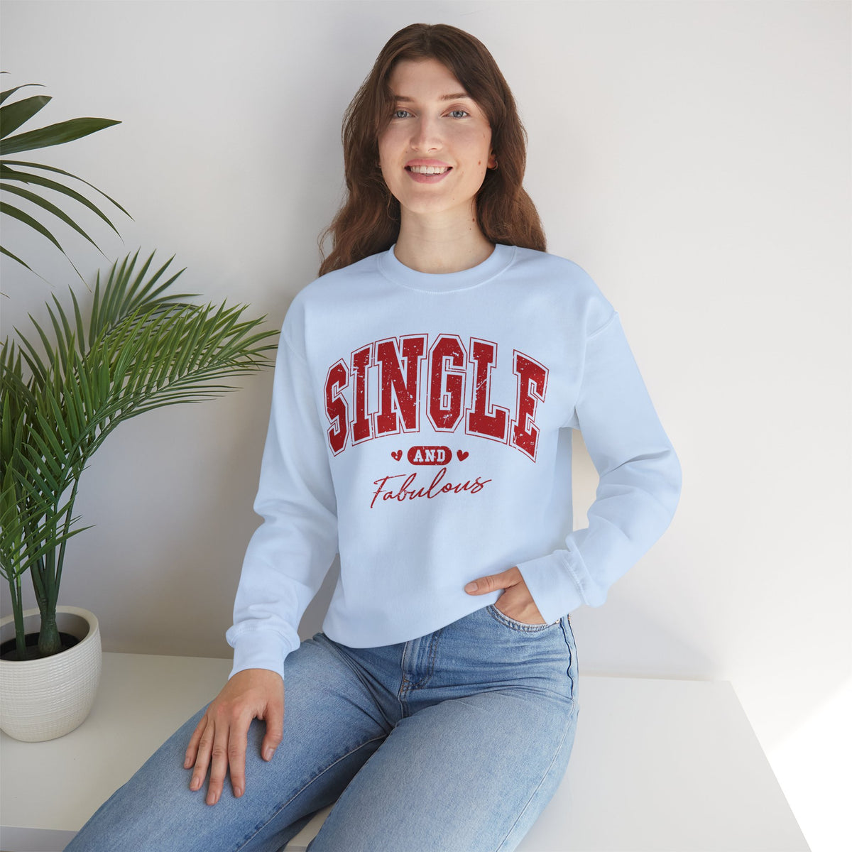 Single and Fabulous - Varsity – Gildan Heavy Blend | Trendy Women’s Soft Sweatshirt. Direct to Garment. Printed & Shipped in the USA. Unisex Sizes.