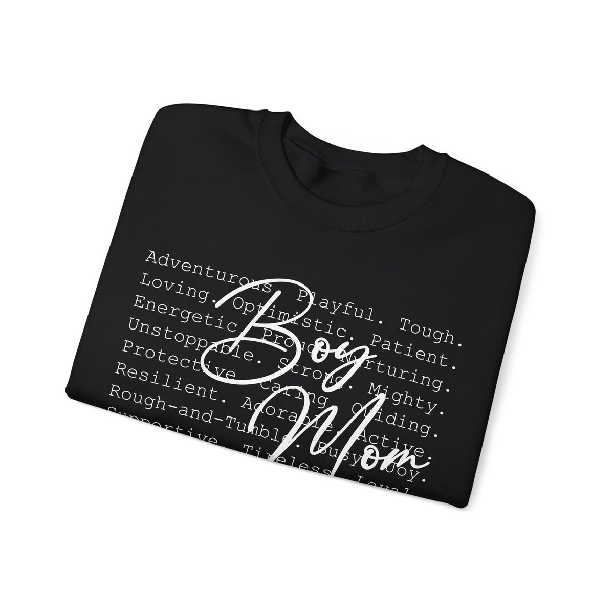 Boy Mom Typography – Gildan Heavy Blend | Trendy Women’s Soft Sweatshirt. Direct to Garment. Printed & Shipped in the USA. Unisex Sizes.