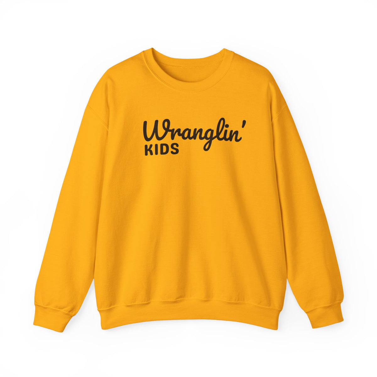 Wranglin' Kids Funny Mom Dad – Gildan Heavy Blend | Trendy Women’s and Men's Soft Sweatshirt. Direct to Garment. Printed & Shipped in the USA. Unisex Sizes.