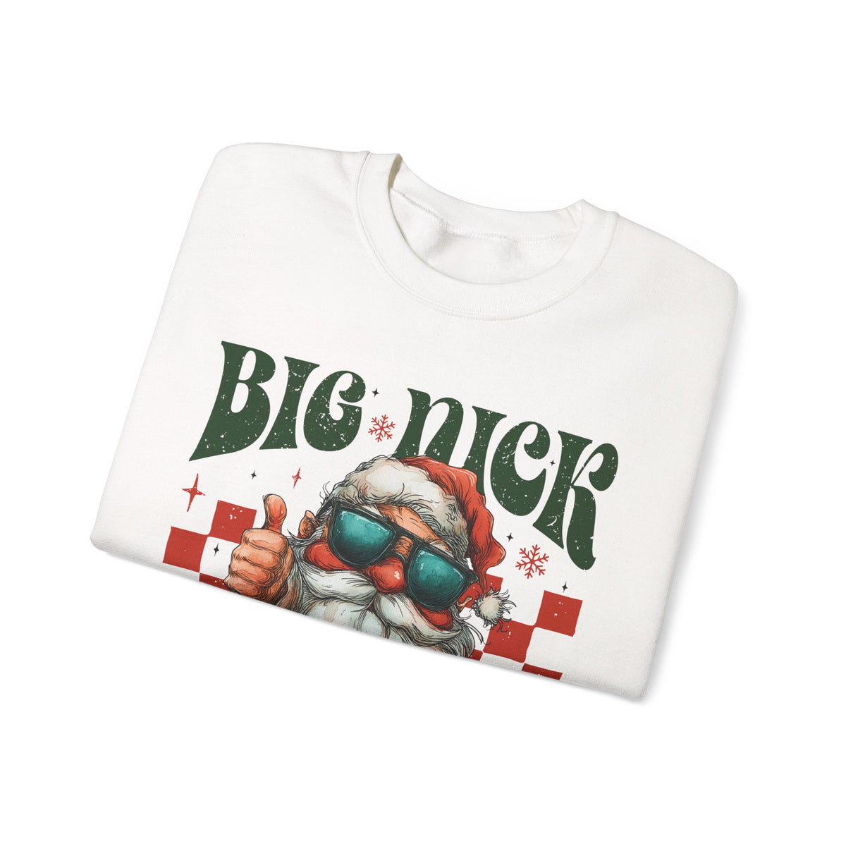 Big Nick Energy - Retro Santa Thumbs Up – Gildan Heavy Blend | Trendy Men's and Women’s Soft Sweatshirt. Direct to Garment. Printed & Shipped in the USA. Unisex Sizes.