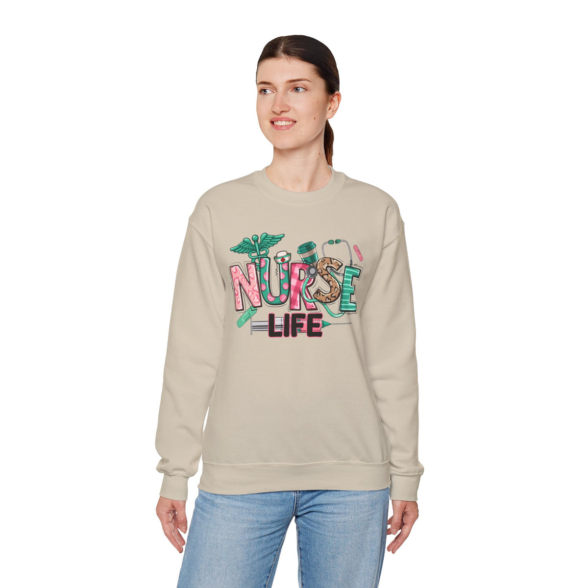 Nurse Life Cute Preppy Healthcare – Gildan Heavy Blend | Trendy Women’s Soft Sweatshirt. Direct to Garment. Printed & Shipped in the USA. Unisex Sizes.