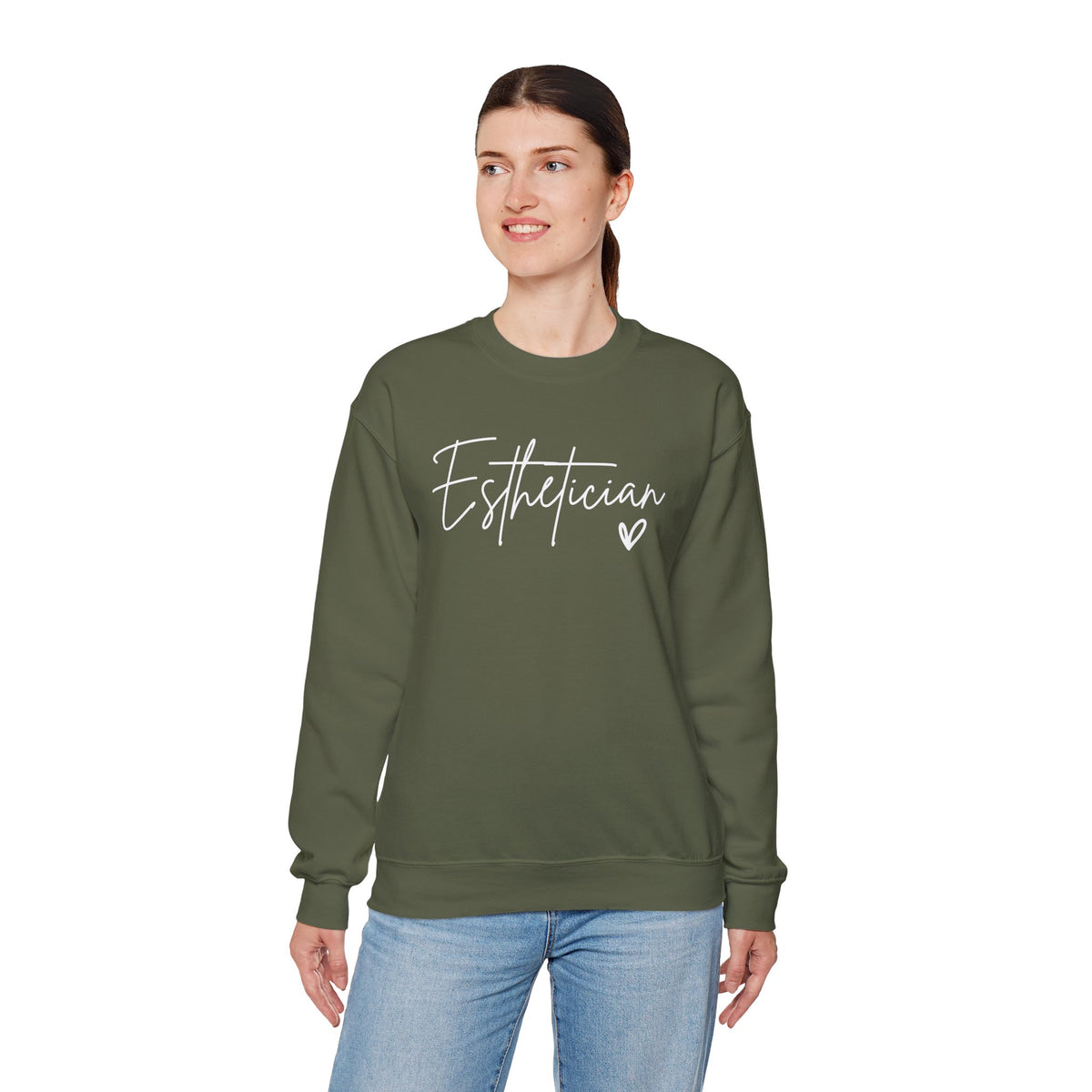 Esthetician Script, Perfect Gift for Your Botox Magician – Gildan Heavy Blend | Trendy Women’s Soft Sweatshirt. Direct to Garment. Printed & Shipped in the USA. Unisex Sizes.