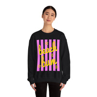 Beach Bum – Gildan Heavy Blend | Trendy Men's & Women’s Soft Sweatshirt. Direct to Garment. Printed & Shipped in the USA. Unisex Sizes.