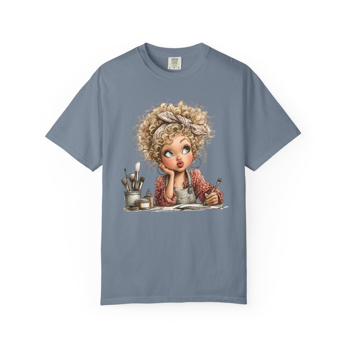 Cute Artist Curly Girl - Comfort Colors | Trendy Women's T-Shirt. Direct to Garment. Printed & Shipped in the USA. Unisex Sizes.