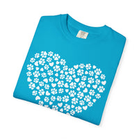 Dog Paw Heart - Comfort Colors | Trendy Women's T-Shirt. Direct to Garment. Printed & Shipped in the USA. Unisex Sizes.