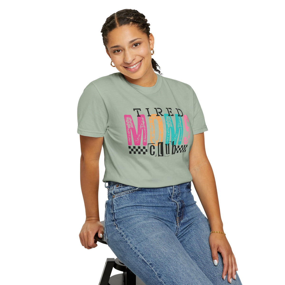 Tired Moms Club Pastel - Comfort Colors | Trendy Women's T-Shirt. Direct to Garment. Printed & Shipped in the USA. Unisex Sizes.