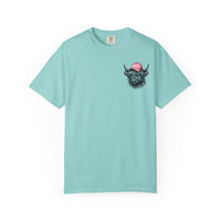 Head Heffa Highland Cow, Front & Back Print - Comfort Colors | Trendy Women's T-Shirt. Direct to Garment. Printed & Shipped in the USA. Unisex Sizes.