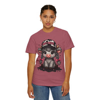 Cute Highland Cow 'Hot Mess' In Braids  - Comfort Colors | Trendy Women's T-Shirt. Direct to Garment. Printed & Shipped in the USA. Unisex Sizes.