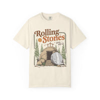 Rolling Stones "Since AD 33" Easter Empty Tomb Christian - Comfort Colors | Trendy Men's and Women's T-Shirt. Direct to Garment. Printed & Shipped in the USA. Unisex Sizes.