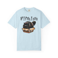 If I Fits I Sits, Cat in a Box - Comfort Colors | Trendy Women's and Men's T-Shirt. Direct to Garment. Printed & Shipped in the USA. Unisex Sizes.