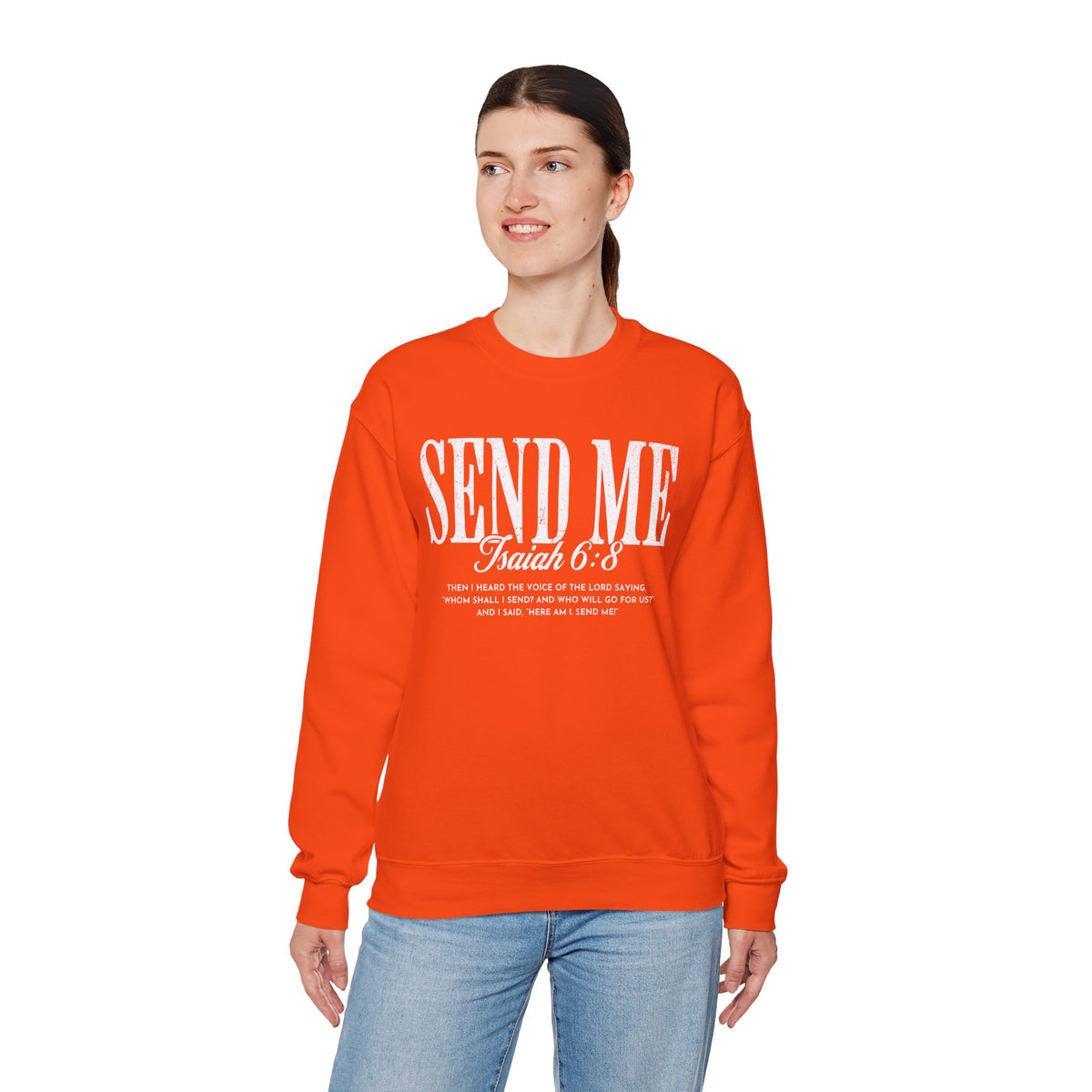 Send Me, Vintage - Faith – Gildan Heavy Blend | Trendy Women’s and Men's Soft Sweatshirt. Direct to Garment. Printed & Shipped in the USA. Unisex Sizes.