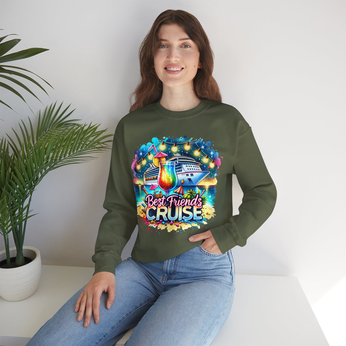 Best Friends Cruise – Gildan Heavy Blend | Trendy Women’s Soft Sweatshirt. Direct to Garment. Printed & Shipped in the USA. Unisex Sizes.