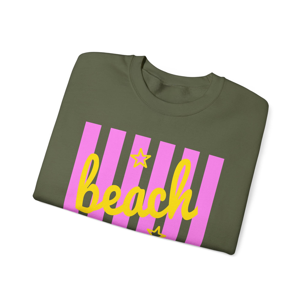 Beach Bum – Gildan Heavy Blend | Trendy Men's & Women’s Soft Sweatshirt. Direct to Garment. Printed & Shipped in the USA. Unisex Sizes.